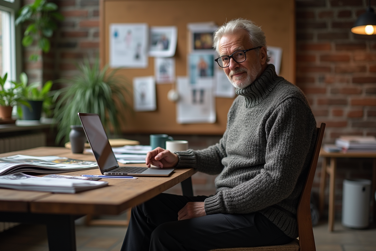 Hommes trend forecaster dans son espace créatif intérieur